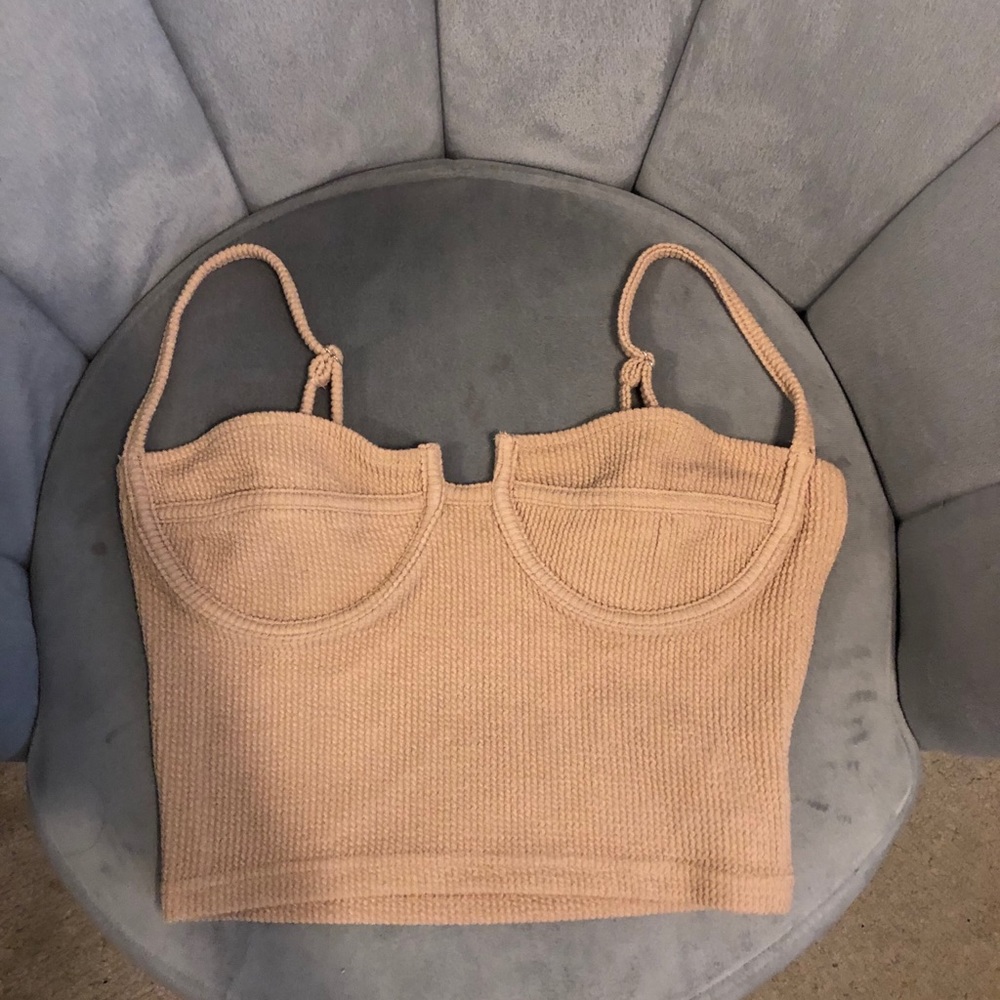 Strapped beige crop top